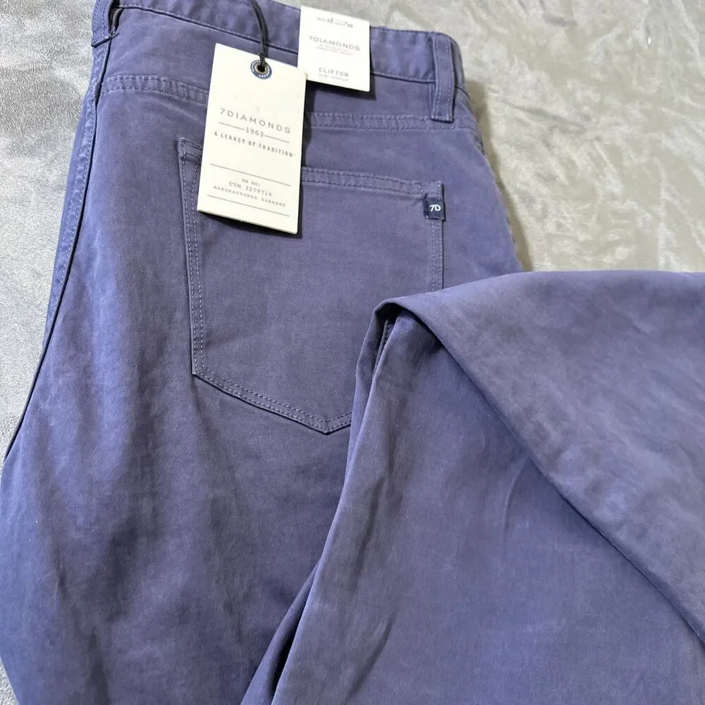 7 Diamonds Clifton Pants Men’s Navy Chino Slim Straight Fit 33x30 NWT 7D Seven